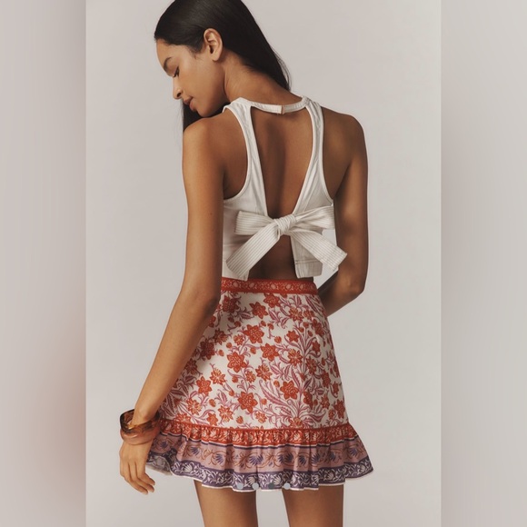 Farm Rio Printed Ruffle Mini Wrap Skirt, NWT - Picture 2 of 5